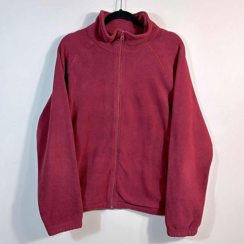 Blair Red Maroon Fleece Longsleeve Women Jacket Coat Size Large